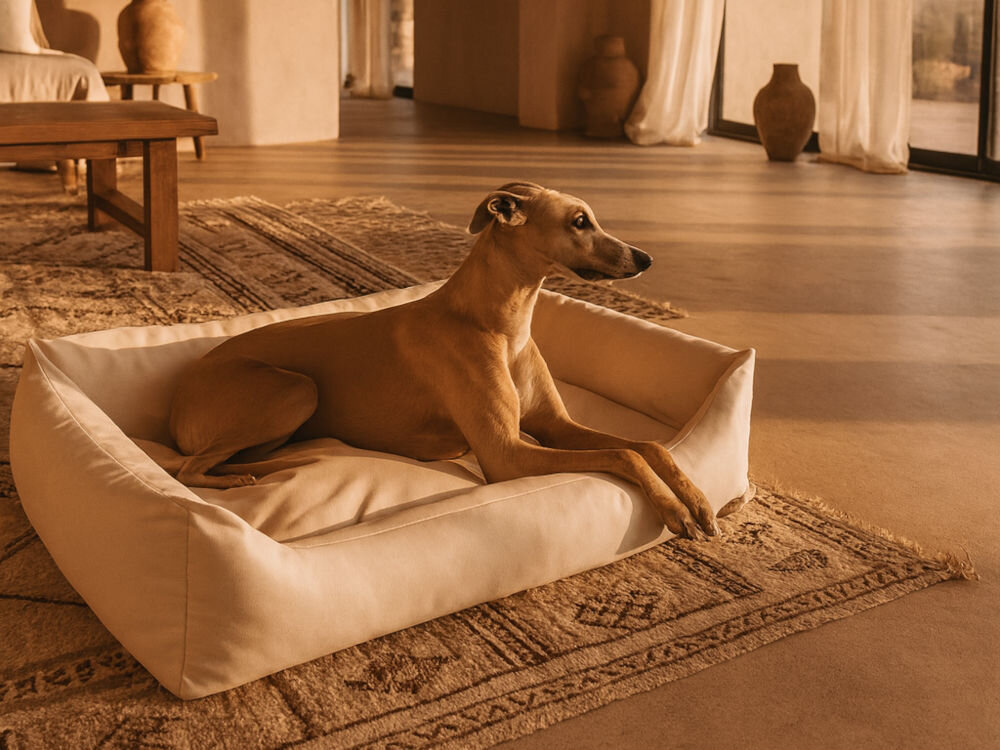 Legowisko dla psa E-DOGGY Den pies leżący na legowisku uniesione krawędze swoboda ruchu