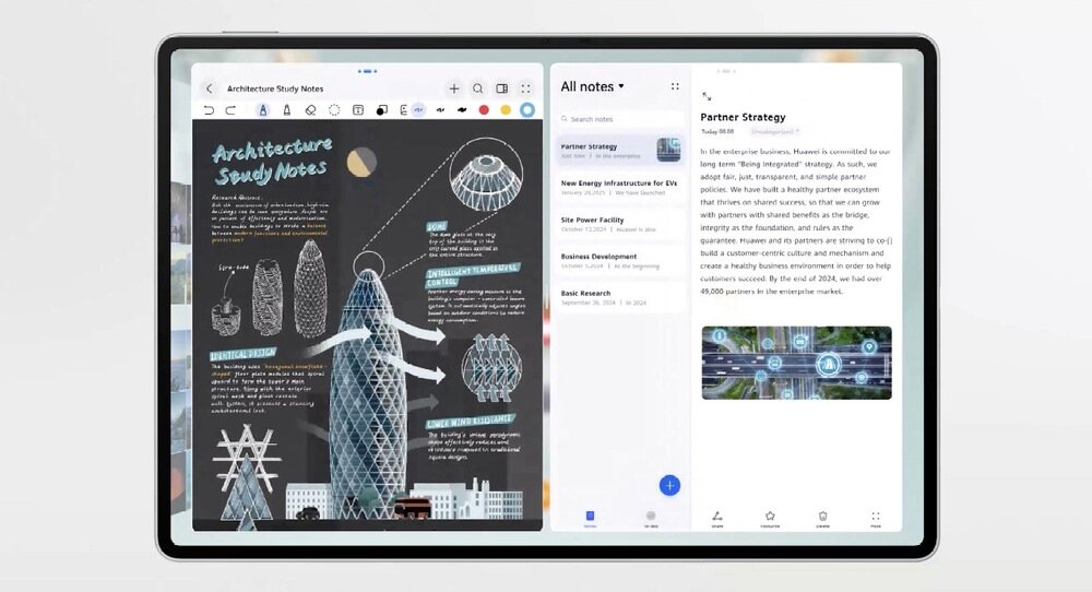 Tablet HUAWEI MatePad Pro 12.2 2 okna obok siebie, HarmonyOS 4.3 Live Multitask