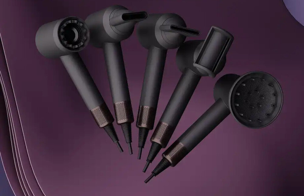 Suszarka BEAUTIFLY Dryfinity Graphit Stylizacja bez ograniczeń Pięć wymiennych końcówek prostowanie, kręcenie, wygładzanie i dodawanie objętości