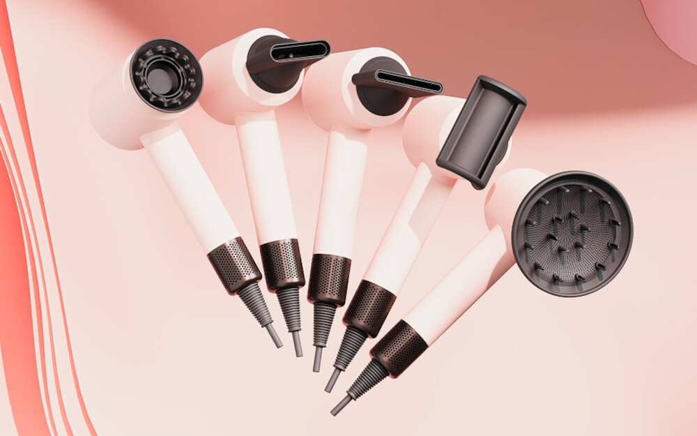 Suszarka BEAUTIFLY Dryfinity Rose Różnorodność stylizacji Pięć końcówek prostowanie, kręcenie, nadawanie objętości i precyzyjne suszenie