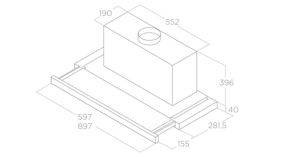 OKAP ELICA ELITE 35 GRIX A 90 zdjęcie techniczne wymiary wysokość szerokość głębokość aluminiowy filtr przeciwtłuszczowy poziom dźwięku