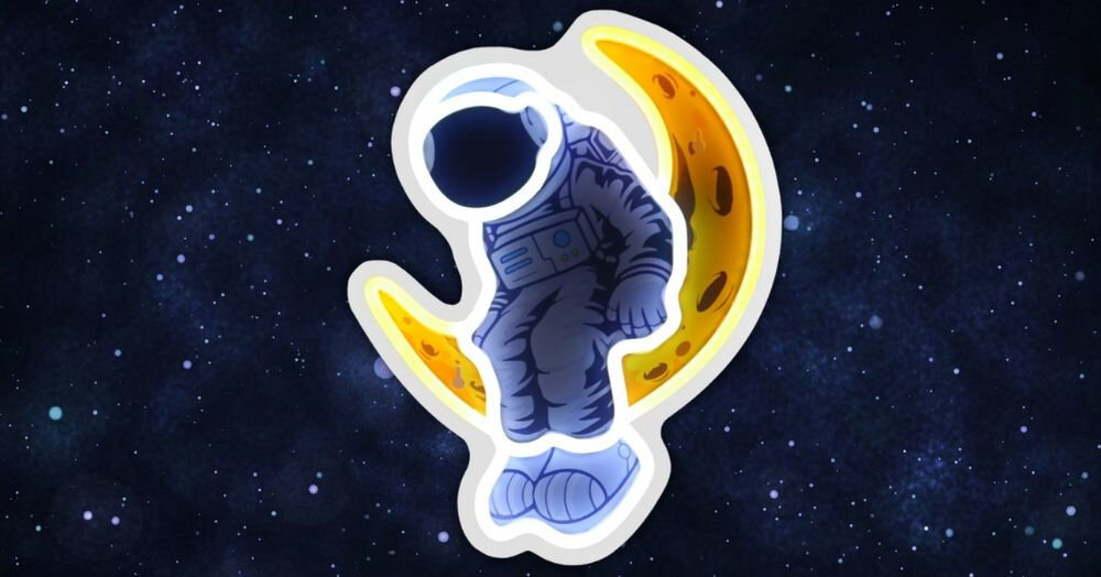 Neon LED BELINE Light Astronauta na księżycu prezentacja na tle gwieździstego nieba dekoracja LED dla dzieci pokój nowoczesny styl