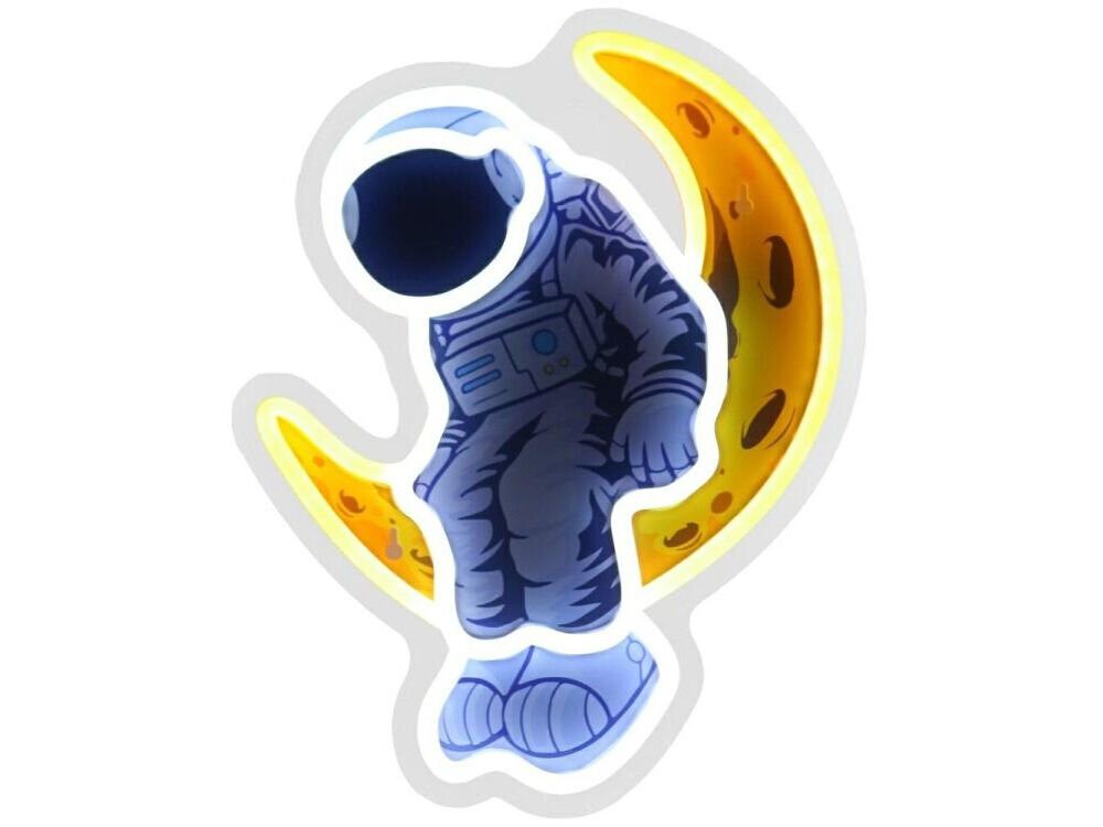 Neon LED BELINE Light Astronauta na księżycu prezentacja na białym tle dekoracyjny neon LED astronauta na tle księżyca pokój dziecięcy kosmiczny styl podświetlenie USB-A 5V PVC bezpieczeństwo efekt 3D nie męczy wzroku