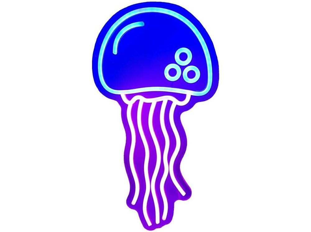 Neon LED BELINE Light Meduza prezentacja na białym tle dekoracja LED Meduza do pokoju, biura lub baru – montaż ścienny, energooszczędna wymiary klimat USB-A 100-240 V 5 V PS PVC lekkość bezpieczeństwo