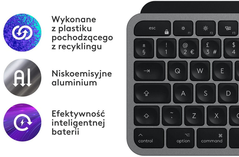 Klawiatura LOGITECH MX Keys S for Mac Szary ekologia środowisko