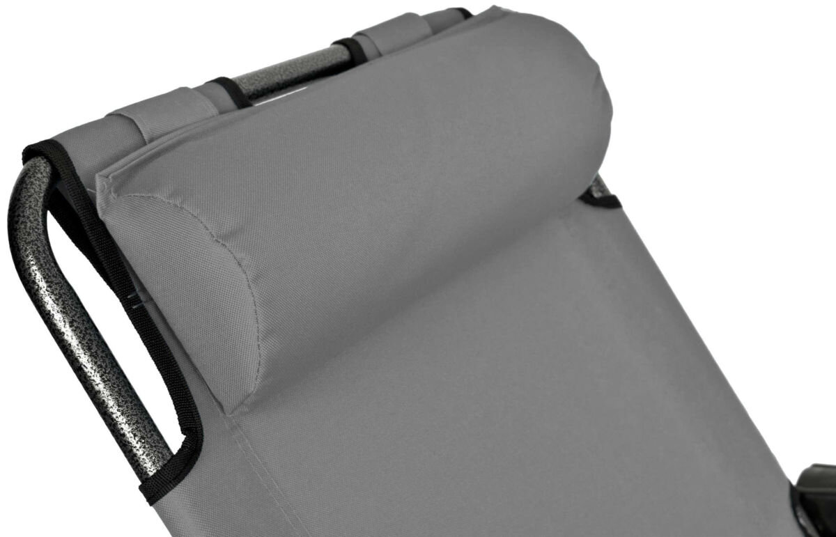 Leżak BLACK FOREST L-0279S Szary, wielopozycyjny, regulacja, oparcie, drzemka, Regulowany leżak z poduszką