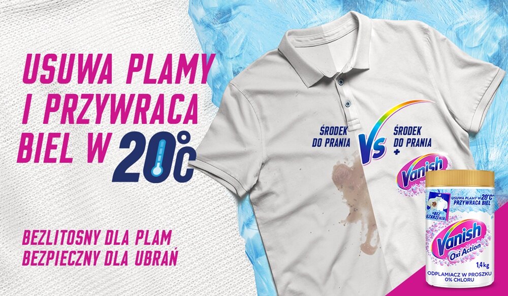 Odplamiacz do prania VANISH Oxi Action Biały 1.4 kg początek opisu