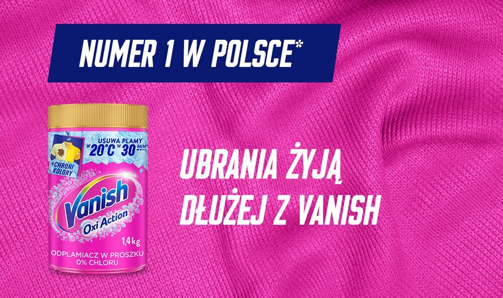 Odplamiacz do prania VANISH Oxi Action Różowy 1.4 kg świeże pranie, higieniczna czystość, świeżość