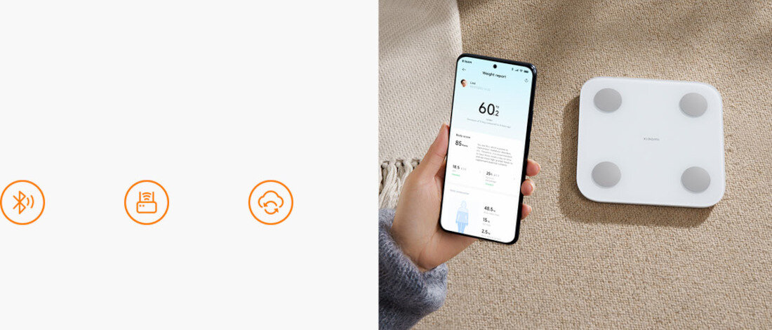 Waga XIAOMI Body Composition Scale S40 aplikacja bramka bluetooth sparowanie połączenie zapisane przesyłanie serwer wyświetlenie