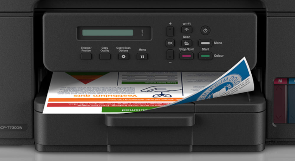 Urządzenie wielofunkcyjne BROTHER DCP-T730DW Druk w kolorze, Automatyczny druk dwustronny, Wi-Fi zbliżenie na podajnik papieru automatyczny podajnik papieru ilość arkuszy sprzyja nieprzerwanej pracy obecność podajnika ręcznego drukowanie na nietypowych nośnikach