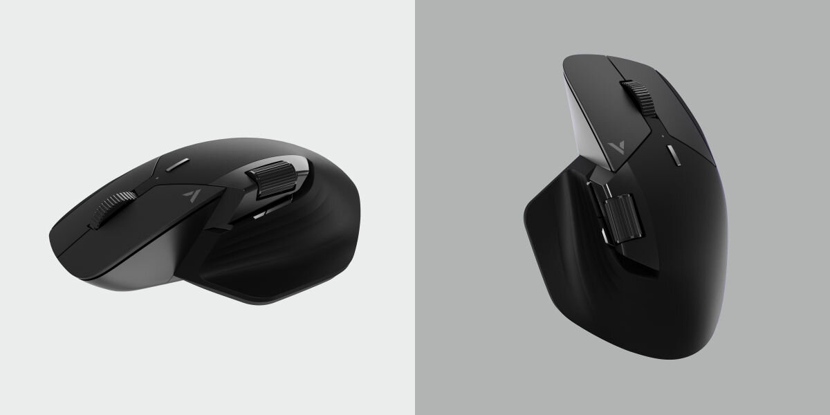 Mysz RAPOO Gaming VT0PRO Czarny Personalizacja bez granic - mysz na szaym tle bokiem