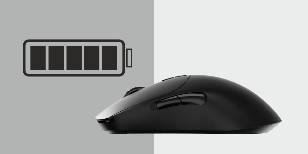 Mysz RAPOO Gaming V200PRO Czarny Energia na wiele godzin - wizualizacja naładowanej do pełna myszy ikona baterii
