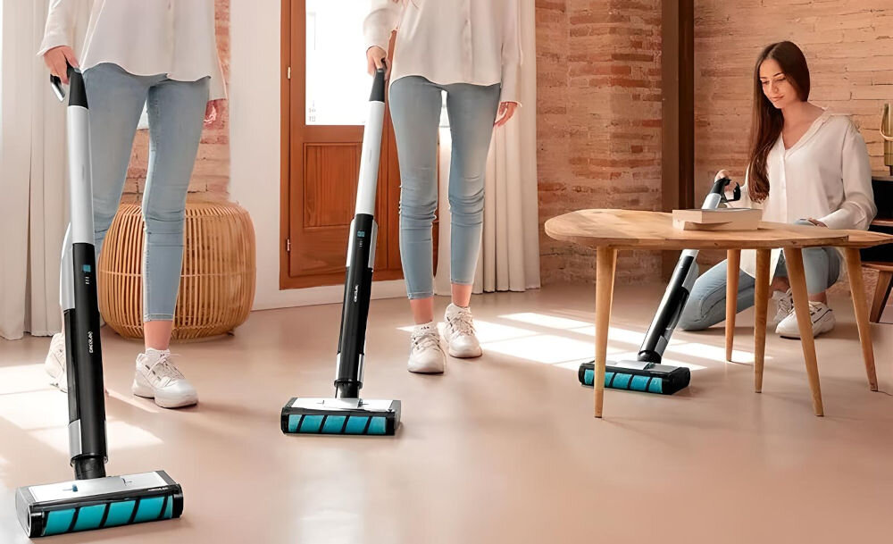 Mop elektryczny CECOTEC Freego Wash (Bezprzewodowy) wydajna praca moc 40 W usuwanie nawet najtrudniejszych zabrudzeń usuwanie uporczywych plam tłustych osadów zaschniętych zabrudzeń technologia Wet Jalisco bez konieczności dodatkowego szorowania łatwe i szybkie sprzątanie 