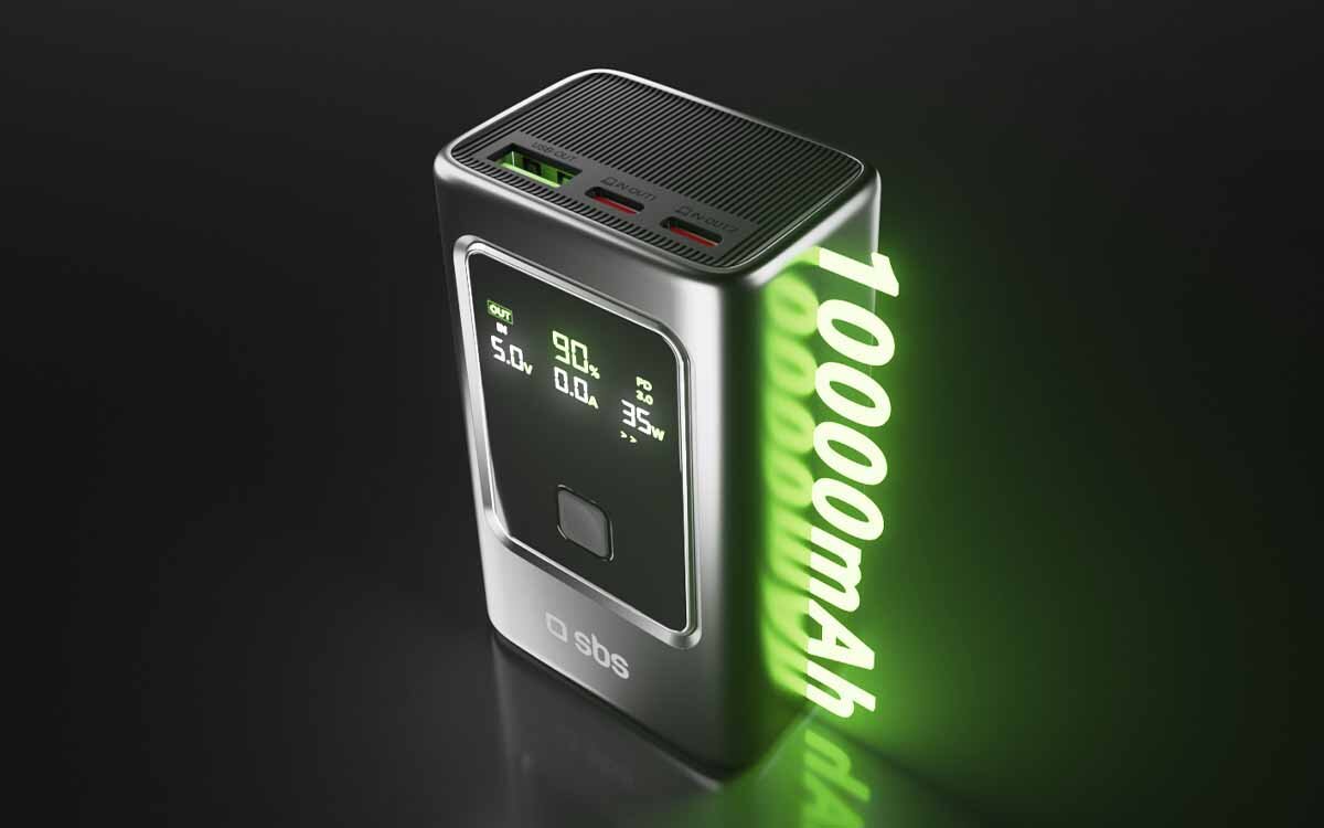 Powerbank SBS Evolved LCD 10000mAh PD 35W pojemność smartfony moc szybkość ładowania  ipad Xiaomi Samsung 