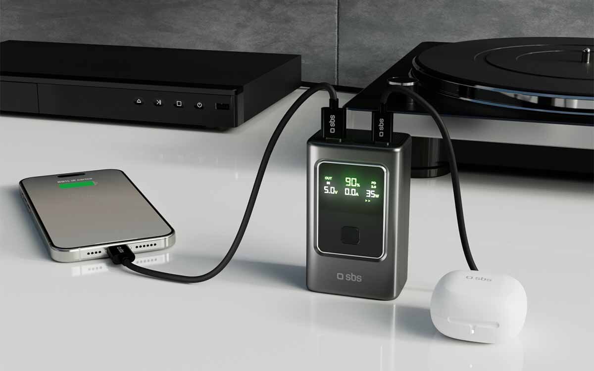 Powerbank SBS Evolved LCD 10000mAh PD 35W  USB-C USB-A 22,5 W 35 W Power Delivery