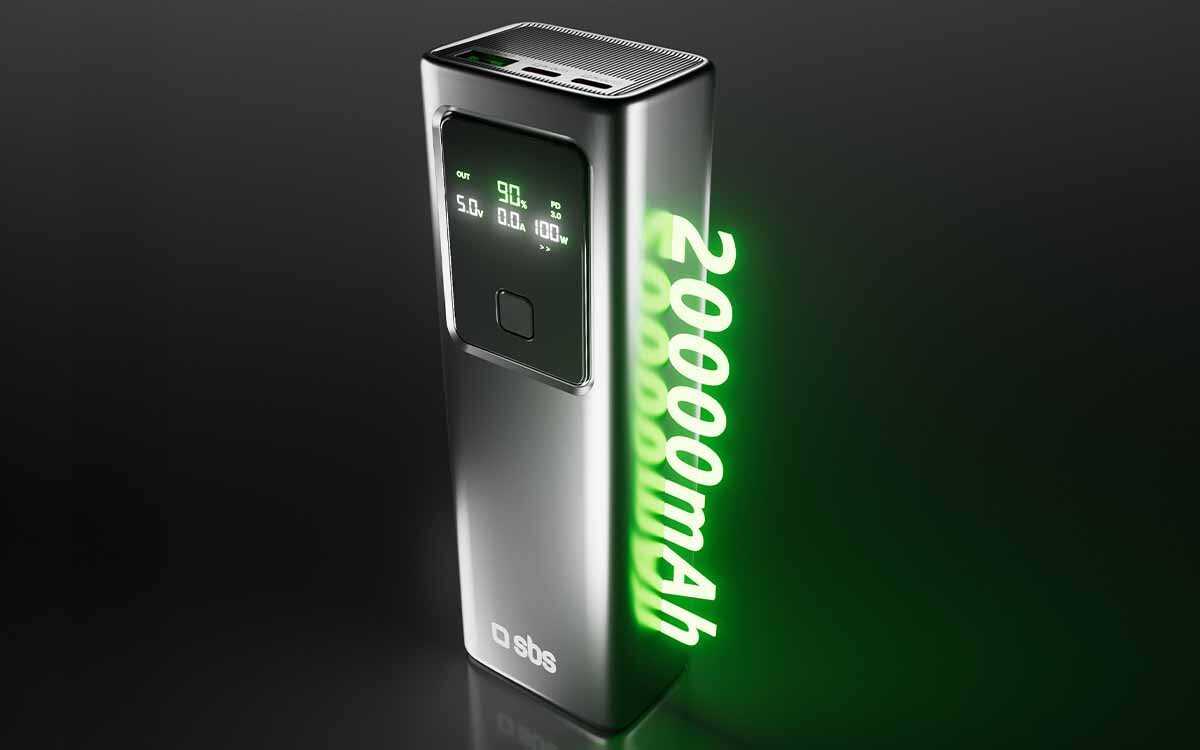 Powerbank SBS TTBB20000LCDPD100 20000 mAh Samsung pojemność 22.5 W USB-A jednoczesne ładowanie do trzech urządzeń