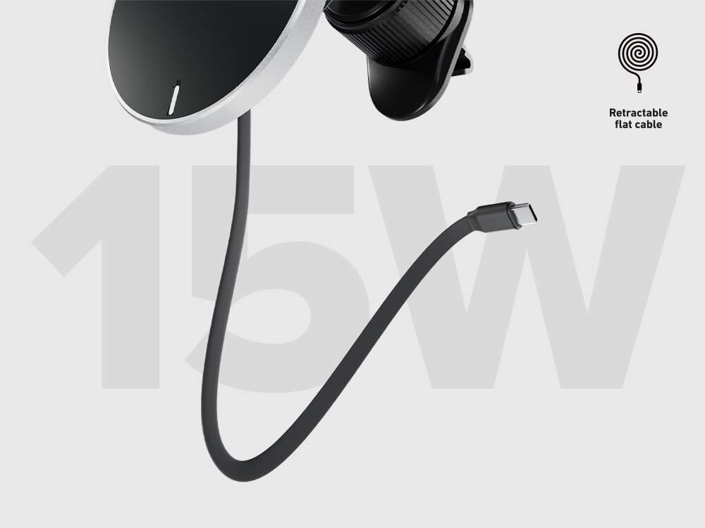 SBS MagSafe wysuwany kabel z końcówką USB-C portu samochodowego dedykowanej ładowarki ładowanie bezprzewodowe 15 W Automatyczny System Wykrywania (ADS) - zintegrowany kabel