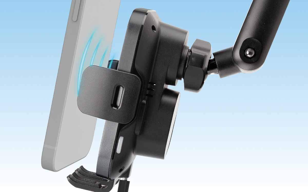 SBS Magsafe Automatic regulowane ramię teleskopowe Przegub obracający się o 360° pionie lub poziomie nawigacji prowadzenia rozmów - bezprzewodowe ładowanie telefonu