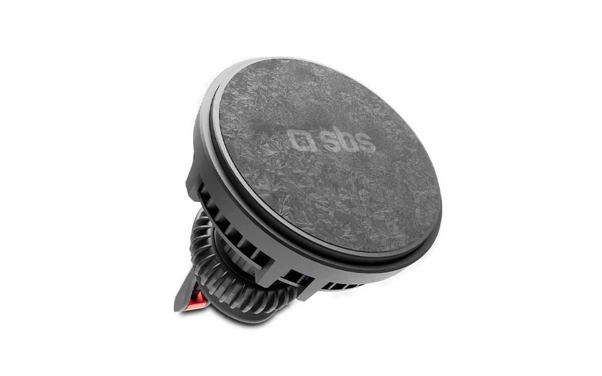 SBS Cooling Magsafe wentylator chłodzący bezprzewodowo ładuje iPhone Android- uchwyt na białym tle od przodu