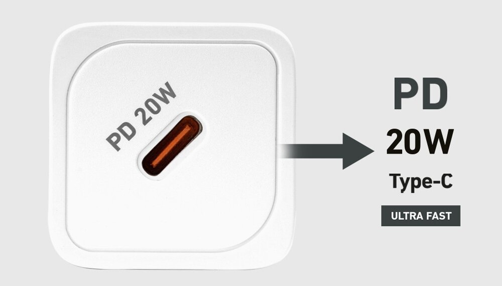 Ładowarka sieciowa SBS Nano GaN Power Delivery (PD) ładowarka ścienna USB-C 20 watów czas ładowania moc szykość