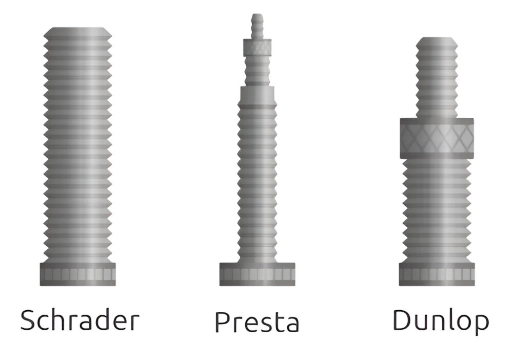 Pompka rowerowa BOSCH EasyPump 2 0603947001 trzy rodzaje wentyli na białym tle sprawdzenie wentyla wentyl Schrader wentyl Presta SV lub FV wentyl Dunlop DV kompatybilna z wentylami Schrader, Presta i Dunlop