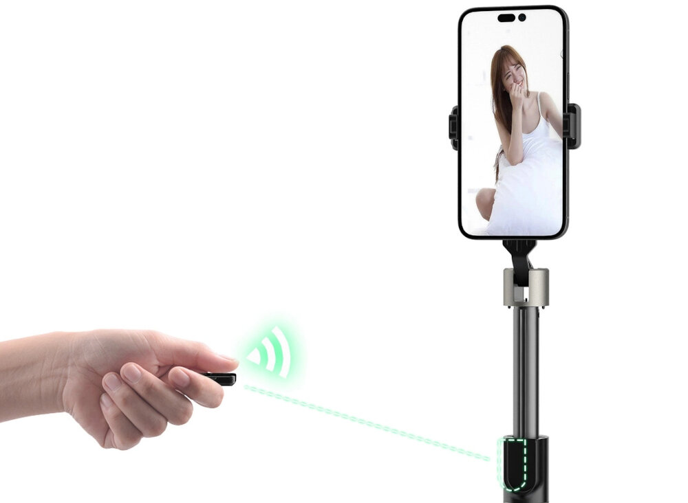 Uchwyt selfie DUDAO F18B Czarny Wygodne połączenie Bluetooth wystarczy połączyć kijek z telefonem przez Bluetooth szybkie, wygodne i uniwersalne nagrywanie