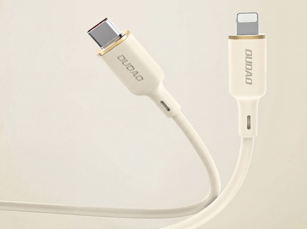 Kabel USB-C - Lightning DUDAO L7SCL 1 metr Długość 1 metra Dudao L7SCL ograniczyć nadmiar przewodu na biurku Metrowy kabel - dwie końcówki kabla na jasnym tle