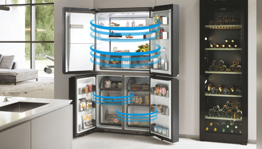 LODÓWKA HAIER HCR7918EIMB obiegi powietrza panel sterowania