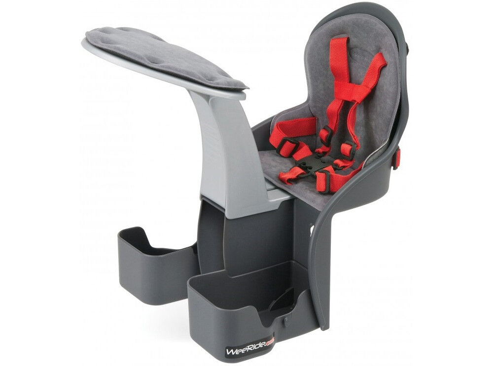Fotelik rowerowy WEERIDE Kangaroo Carrier Szaro-czerwony innowacyjne rozwiazanie dla dzieci o wadze do 15 kg