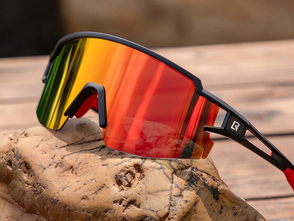 Okulary rowerowe ROCKBROS 8386824303674 Czarny, TAC, odporność, wytrzymałość, jakość, Lustrzane okulary sportowe oparte o jasny kamień