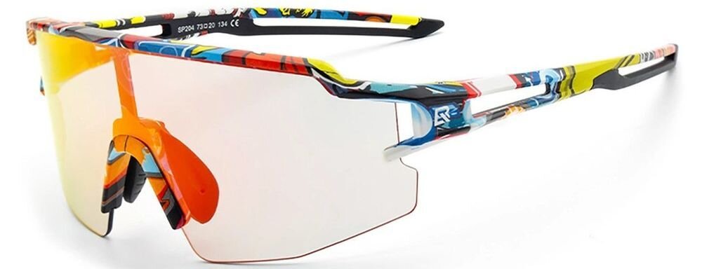 Okulary rowerowe ROCKBROS 8386824303728 Wielokolorowy, Polaryzacja, TAC, kontrast, widoczność, Sportowe okulary z motywem flagi i jasną soczewką