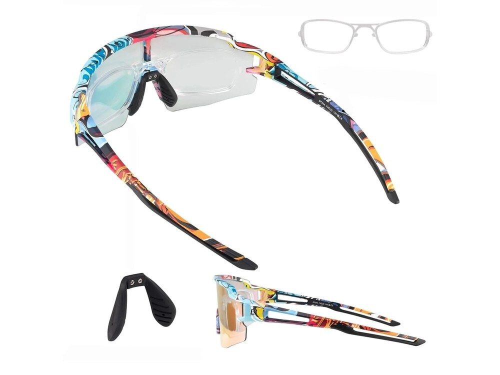 Okulary rowerowe ROCKBROS 8386824303728 Wielokolorowy, Wkładka, korekcja, wygoda, funkcjonalność, Lekkie okulary o wadze 27 gramów trzymane na palcu