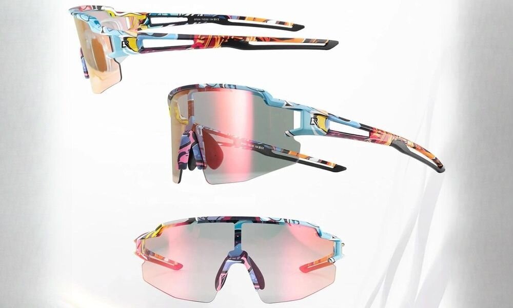 Okulary rowerowe ROCKBROS 8386824303728 Wielokolorowy, Zawiasy, noski, stabilność, trwałość, Zestawienie okularów sportowych pod różnymi kątami