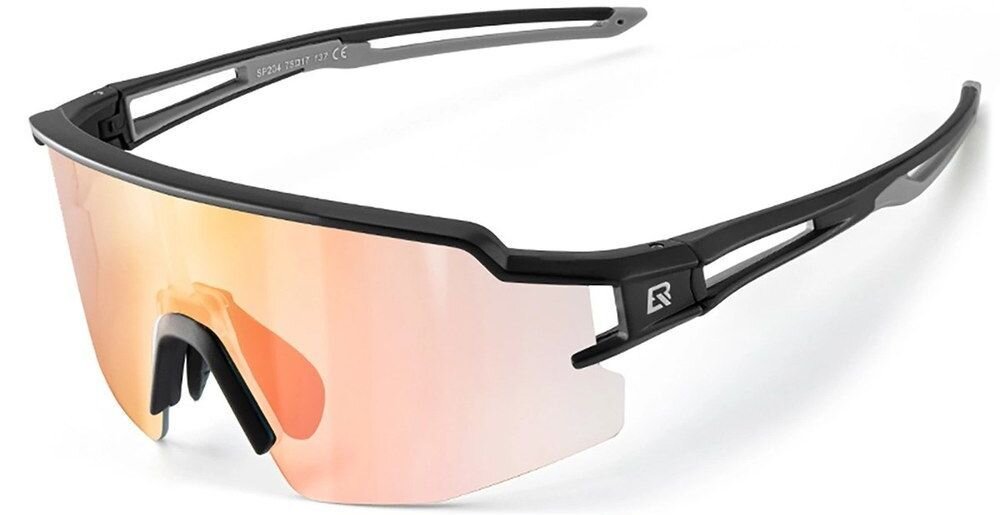 Okulary rowerowe ROCKBROS 8386824303742 Czarno-pomarańczowy, Polaryzacja, TAC, kontrast, widoczność, Sportowe okulary z motywem flagi i jasną soczewką