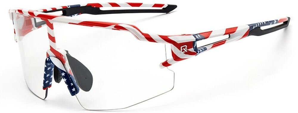 Okulary rowerowe ROCKBROS 14120008002 Biały, Polaryzacja, TAC, kontrast, widoczność, Sportowe okulary z motywem flagi i jasną soczewką