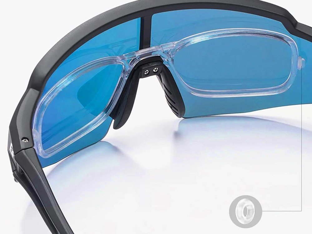 Okulary rowerowe ROCKBROS 8386824303803 Czarno-niebieski, Korekcja, wkładka, wygoda, funkcjonalność, Okulary sportowe z wkładką na szkła korekcyjne.
