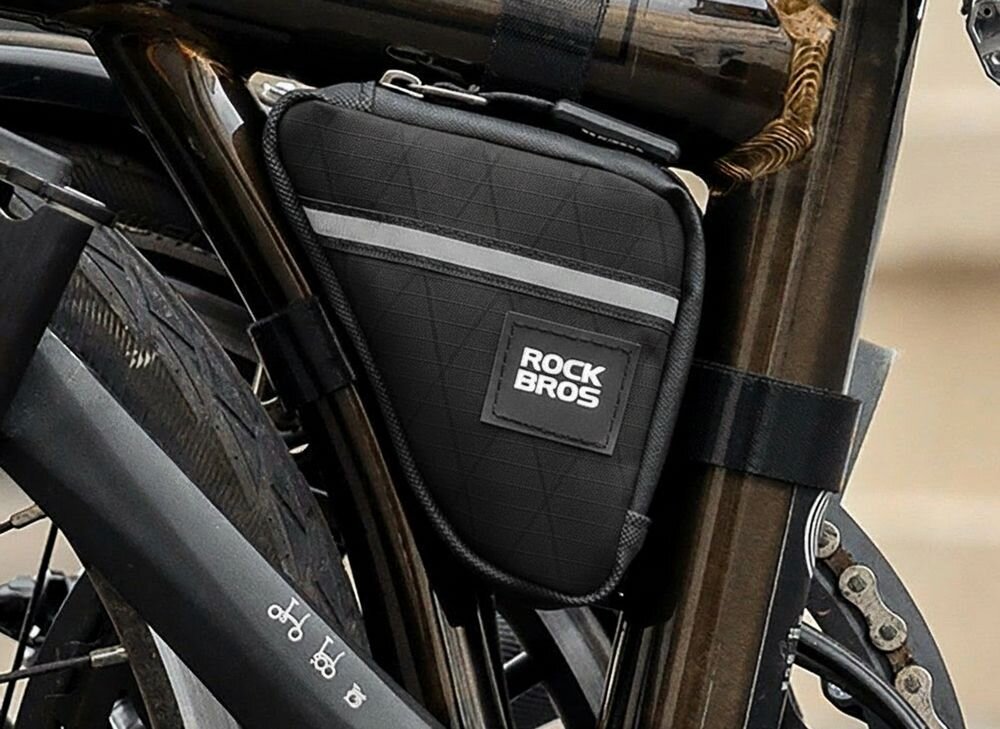 Torba rowerowa na ramę ROCKBROS 8386824308419 Czarny, Rzep, montaż, prostota, stabilność, Torba rowerowa stabilnie zamocowana do ramy.