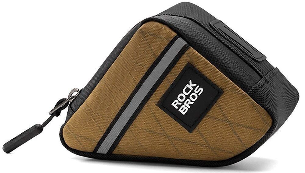 Torba rowerowa na ramę ROCKBROS 8386824308433 Brązowy, 1000D, nylon, trwałość, odporność, Zbliżenie na trójkątną torbę rowerową.