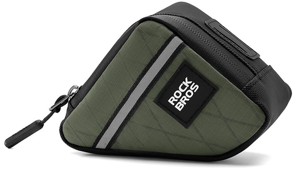 Torba rowerowa na ramę ROCKBROS 8386824308457 Zielony, 1000D, nylon, trwałość, odporność, Zbliżenie na trójkątną torbę rowerową.