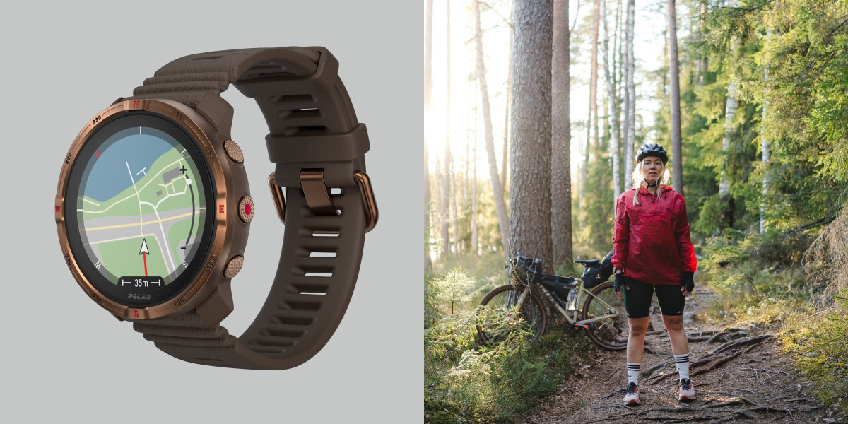 POLAR Grit X2 obsługuje GPS o podwójnej częstotliwości precyzyjne określenie pozycji Współpraca z systemami GLONASS, Galileo i QZSS Assisted-GPS - zegarek na jasnym tle