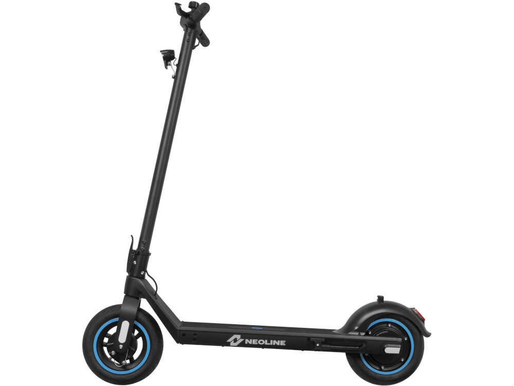 Hulajnoga elektryczna NEOLINE T26 Czarny przyjazna dla srodowiska zasilana akumulatorem nie pozostawia sladu weglowego system KERS odzyskiwanie energii kinetycznej podczas hamowania bateria wystarcza na dluzej zasieg sie zwieksza