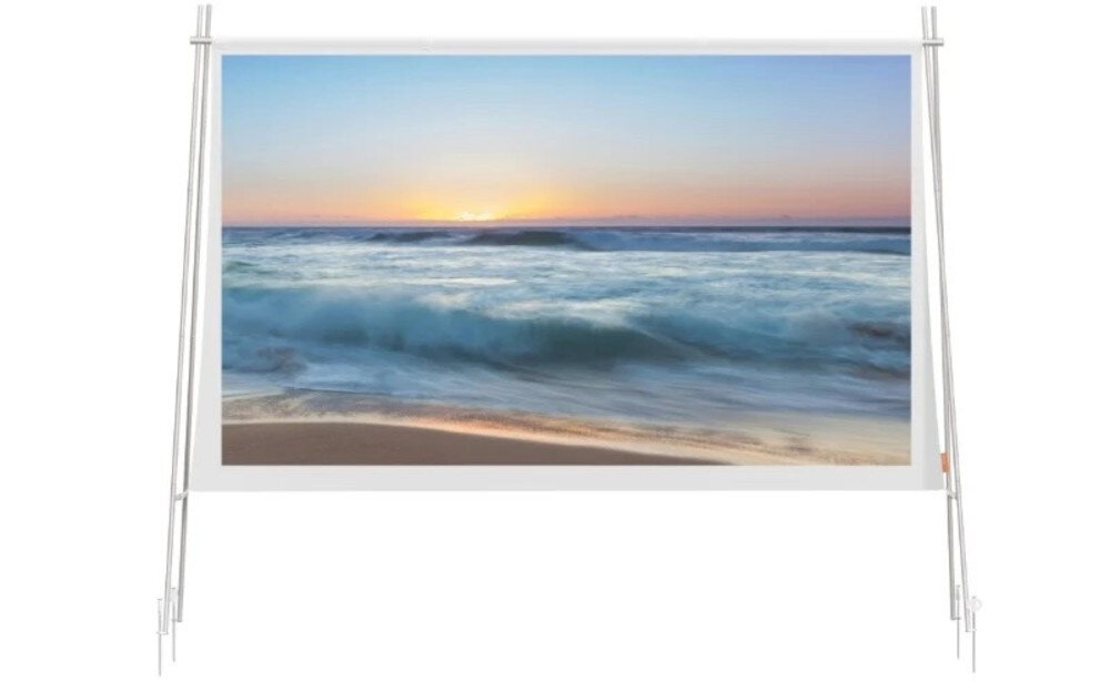 Ekran XGIMI Portable Outdoor Screen 70 cali do kina ogrodowego i podróży, ekran projekcyjny od frontu na białym tle