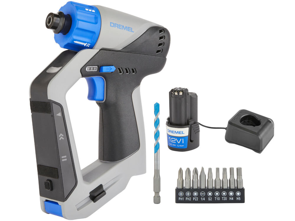 Wiertarko-wkrętarka DREMEL Blueprint DD12V-S1 Dremel Blueprint 12V zestaw 9 końcówek Phillips Torx płaskie wiertło uniwersalne zastosowania montażowe