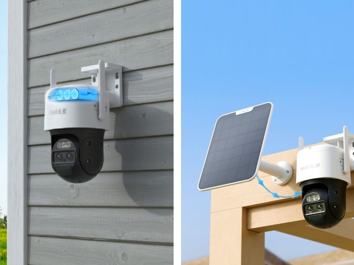 Kamera REOLINK Trackmix Series G770 Zewnętrzna, 4G LTE, P2P, Kamera obrotowa, żywotność, akumulator, umiejscowienie, instalacja, 2 zdjęcia w 1 pokazujące 2 sposoby zasilanai kamery
