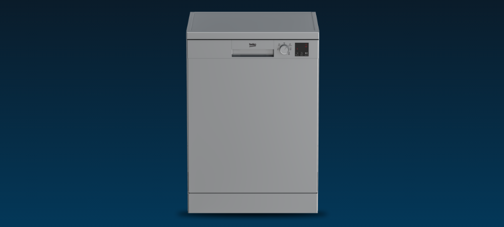 ZMYWARKA BEKO DVS05031SB niebieskie tło front zamknięta panel sterowania pojemność 10 kompletów naczyń 5 programów oszczędność Czujnik zabrudzenia dno stal nierdzewna