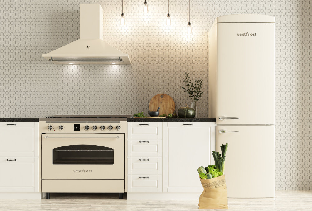 Kuchnia VESTFROST VC-993wnPIBG wizualizacja retro styl funkcjonalność wygląd duży piekarnik estetyka