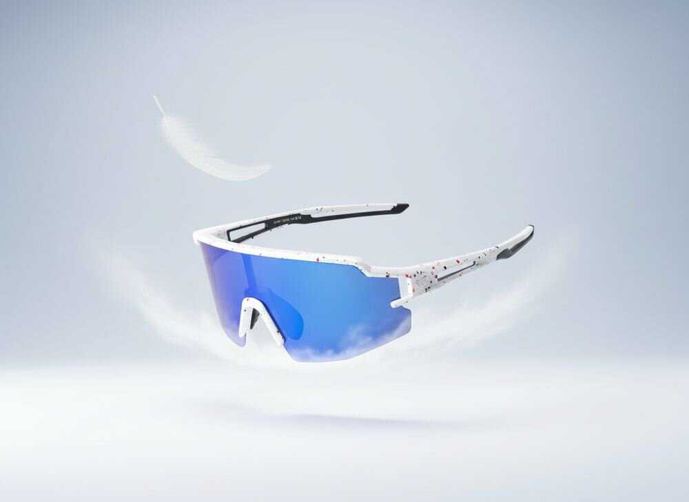Okulary rowerowe ROCKBROS 8386824303780 Biało-niebieski, TR, lekkość, elastyczność, dopasowanie, Okulary sportowe z wkładką na szkła korekcyjne.