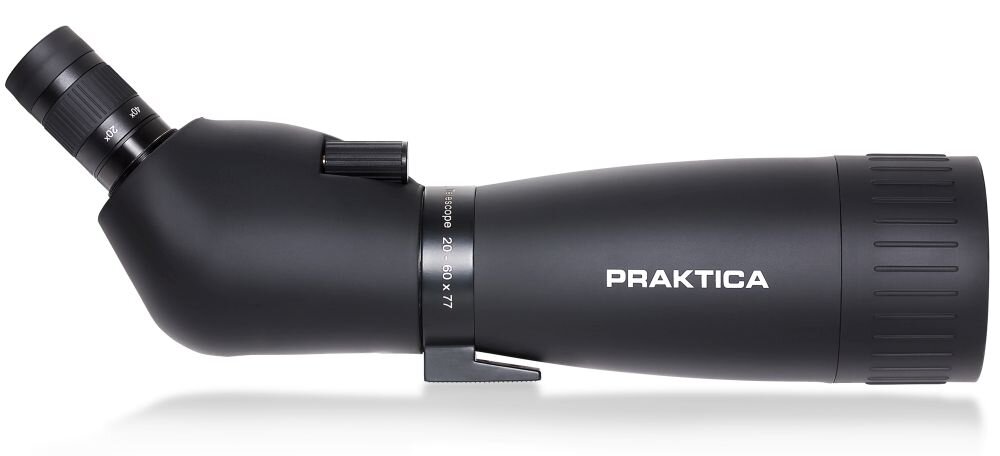 Luneta PRAKTICA 20-60x77  optyka waga konstrukcja ogniskowa zoom przybliżenie dioptria muszle oczne obiektywy soczewki pryzmat powłoka gwint okulary obserwacja przyroda sport powiększenie 