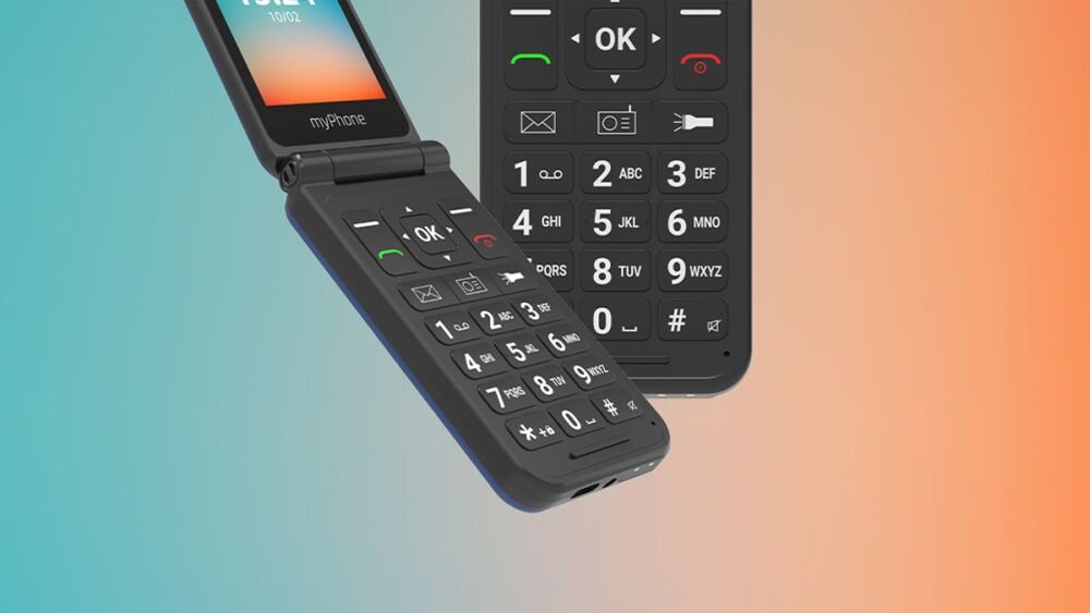 Telefon MPTECH myPhone Flip LTE bateria zasilanie łączność ładowanie baza wyświetlacz klawiatura czuwanie dzwonienie dzwonki przewód słuchawka numery funkcje opis cechy