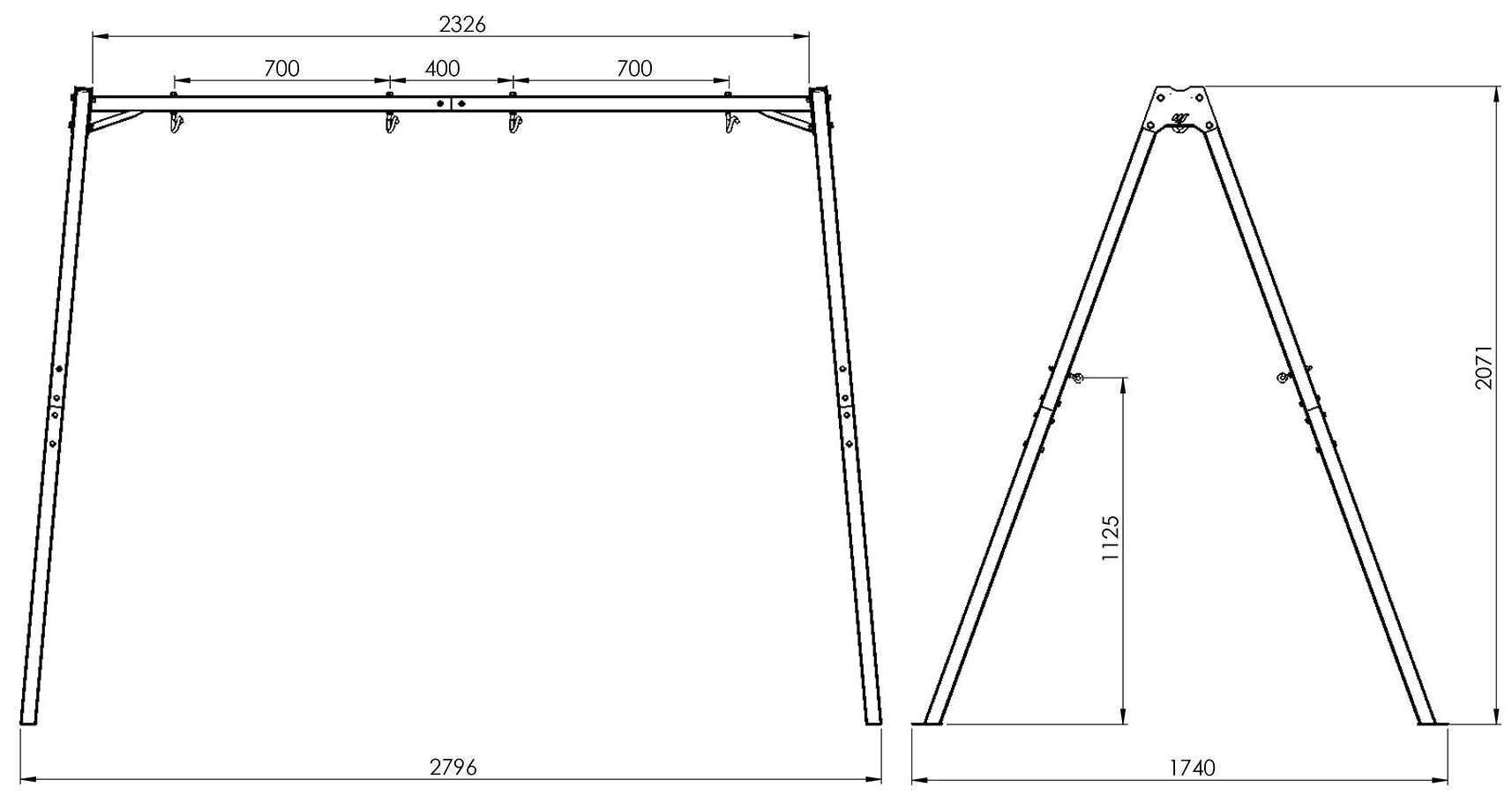 Huśtawka ogrodowa MARBO SPORT MO-002 wymiary waga
